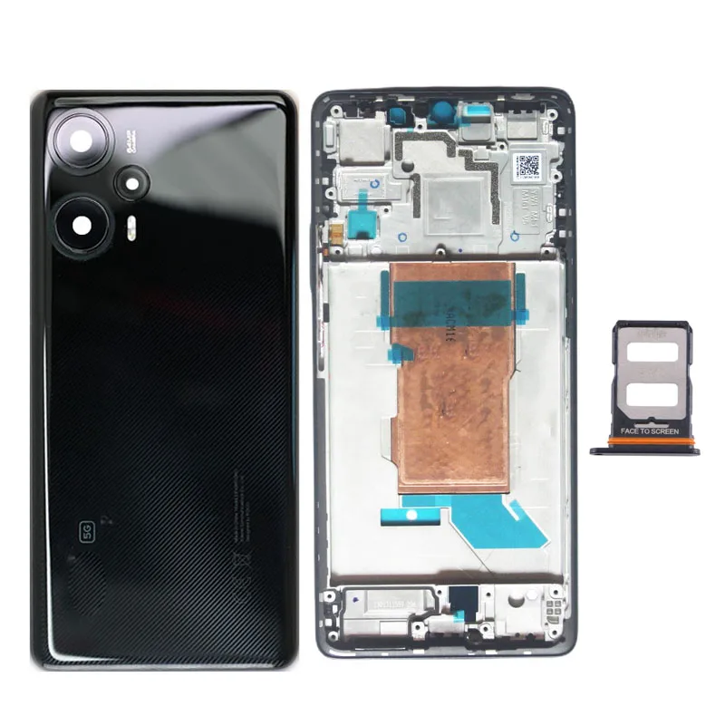 For Xiaomi Poco F5 Back Lid + LCD Front Frame Middle Bezel + Sim Tray Full Housing With Camera Lens phone Repair Parts