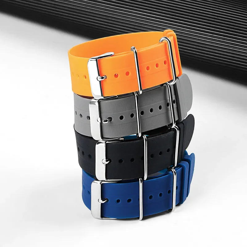 18mm 20mm 22mm Silicone Watch Strap One Piece Loop Bracelet Universal Thin Rubber Watch Band Soft Sport Wristband