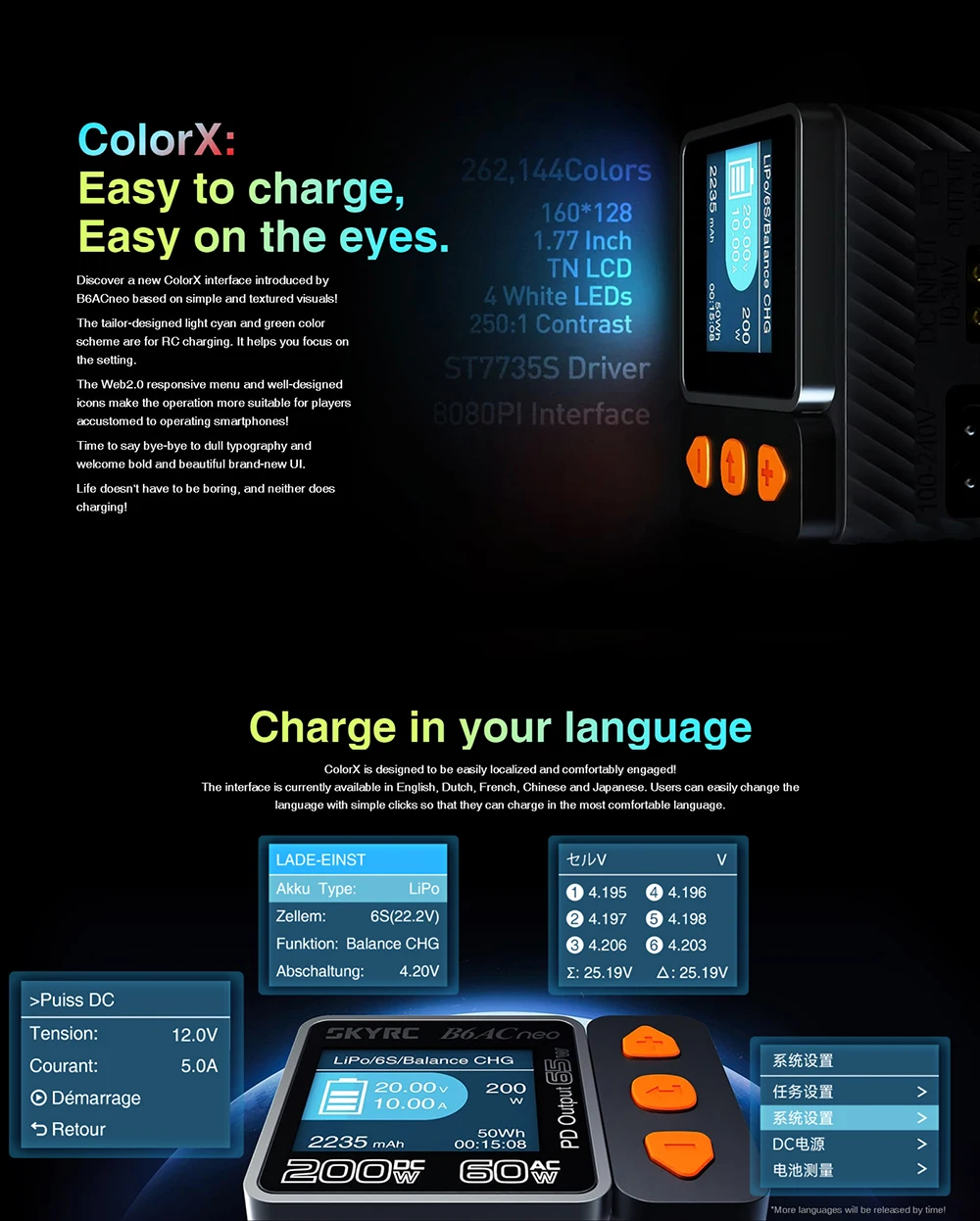 SKYRC B6ACneo Charger DC 200W AC 60W 10A Balance Charger Discharger Digital LiPo LiFe LiIon LiHV NiMH NiCd Pb Smart Battery