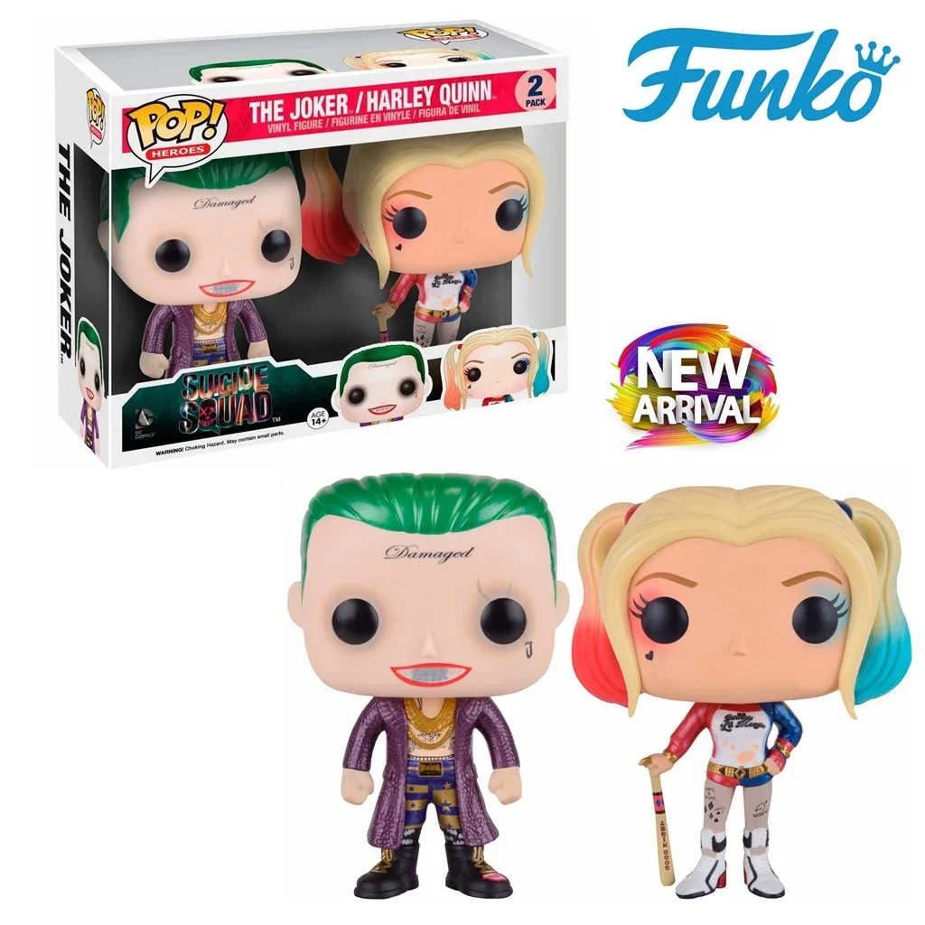 Funko pop hero 2 peças esquadrão suicida coringa série harley quinn boneca brinquedos acessórios de boneca modelos de boneca de vinil brinquedos infantis