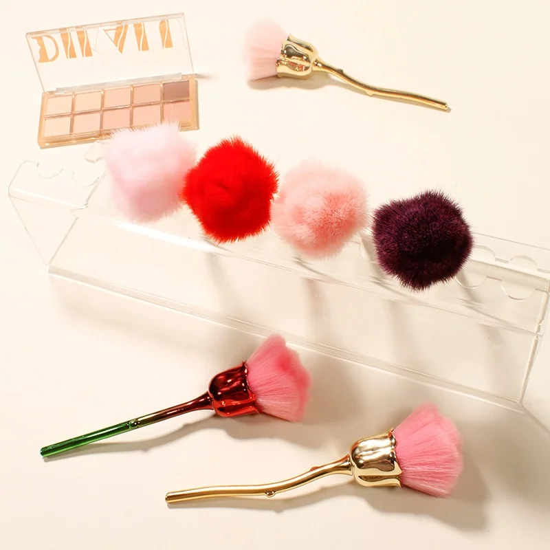 バラの花の形をしたメイクブラシ、丸型メイクアップルースパウダーブラシ、マニキュアネイルポリッシングダスト除去ブラシ、ビューティーメイクアップツール