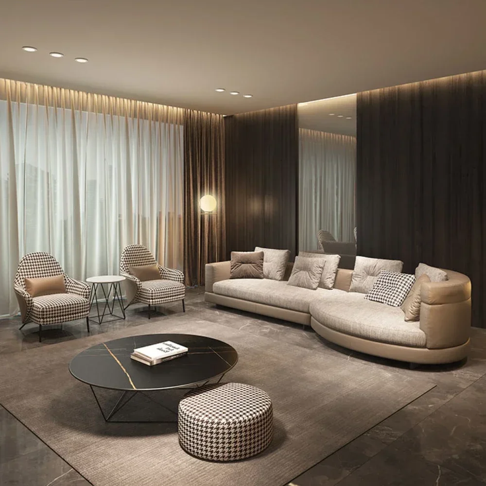 

Роскошный тканевый диван светильник из искусственной кожи в современном минималистичном стиле для гостиной