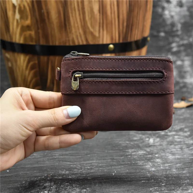 Little Dompet Koin ของแท้หนังผู้ชายผู้หญิงกระเป๋าสตางค์กระเป๋าสตางค์ Vintage หนังแท้ Rfid กระเป๋าเก็บบัตรกระเป๋าสตางค์บางชายหญิง