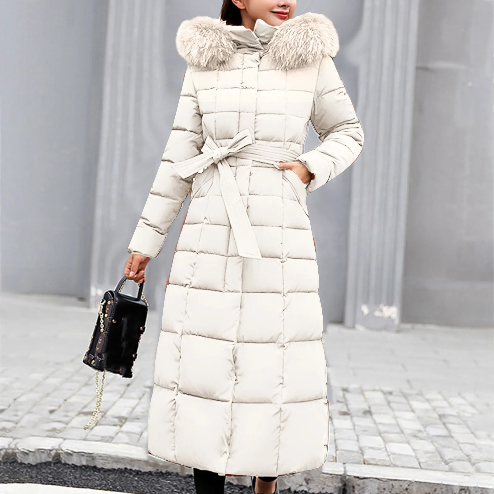 Autumn Winter Clothes Women Down Cotton Fashion Ladies Worm Hooded Coat Female Lengthen Thickening Waterproof Slim Casual Jacket