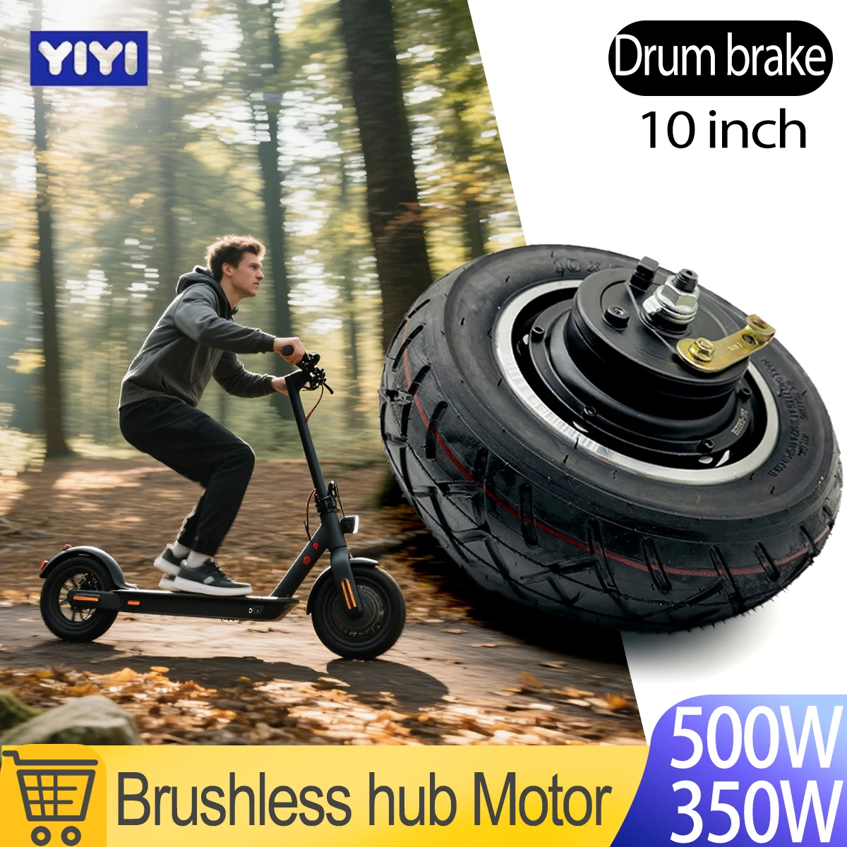 

36V48V 500W Электрический мотор-концентратор для скутера 10-дюймовый бесщеточный двигатель-концентратор барабанного тормоза E Bike Motor 350W Сплит-двигатель для скейтборда
