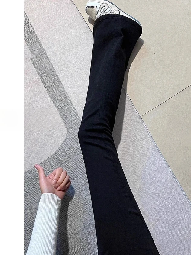 Vaqueros acampanados de cintura alta para mujer Primavera Faion 2024 Slim Fit Elástico Bla Jeans Cintura alta Bell Bot Estiramiento largo de algodón...