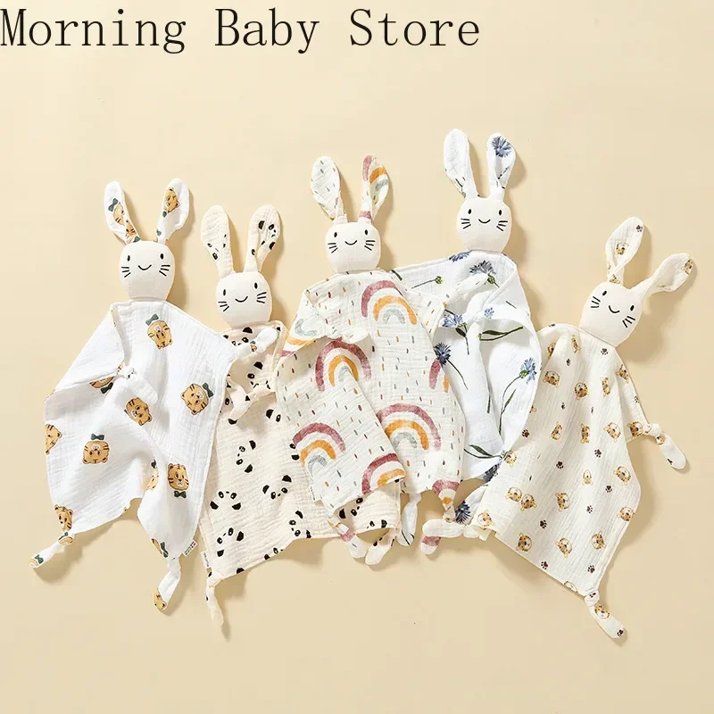 Serviette en gaze de coton avec impression de dessin animé pour bébé, couverture apaisante pour tout-petit, serviette de salive au beurre de sommeil pour bébé, jouets pour tout-petits, articles pour