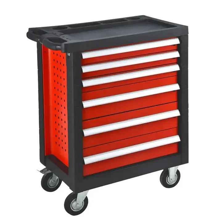 7 Drawer Steel Tool Trolley 5 Layers 257 Pcs CRV Durable Sets Customizable OEM/ OBM Red 49.1 Garage Storage Roller Cabinet