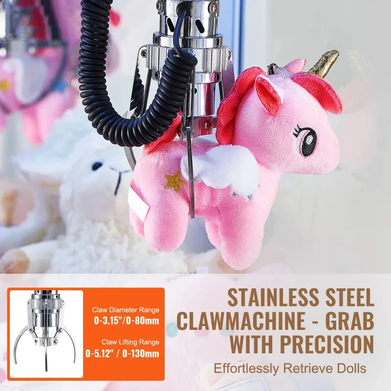 Claw Machine, 0-3” Jaw Diameter 0-5” Jaw lifting Crane Prize Grabber Cool Fun Grab-And-Win Machine w/ Light For Kids