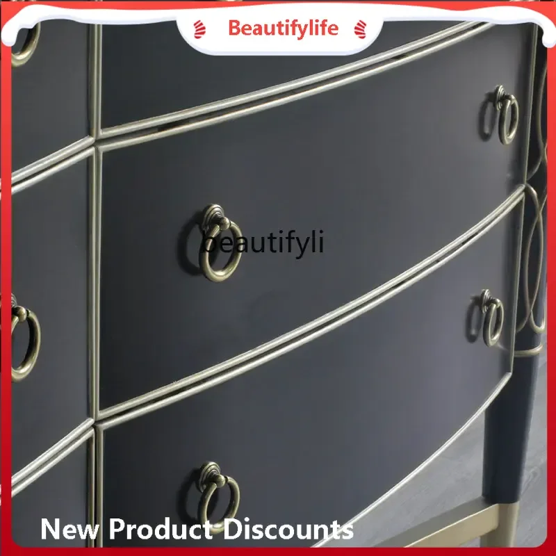 

Новая мебель zq, шкафчик из массива бука, американский неоклассический золотой комод для спальни с шестью ящиками, ss26 LHY26