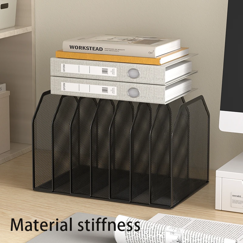 5-Section Vertical Desktop Organizer, 5-Section Mesh File Folder Stand Sorter for Office Home Classroom Organization
