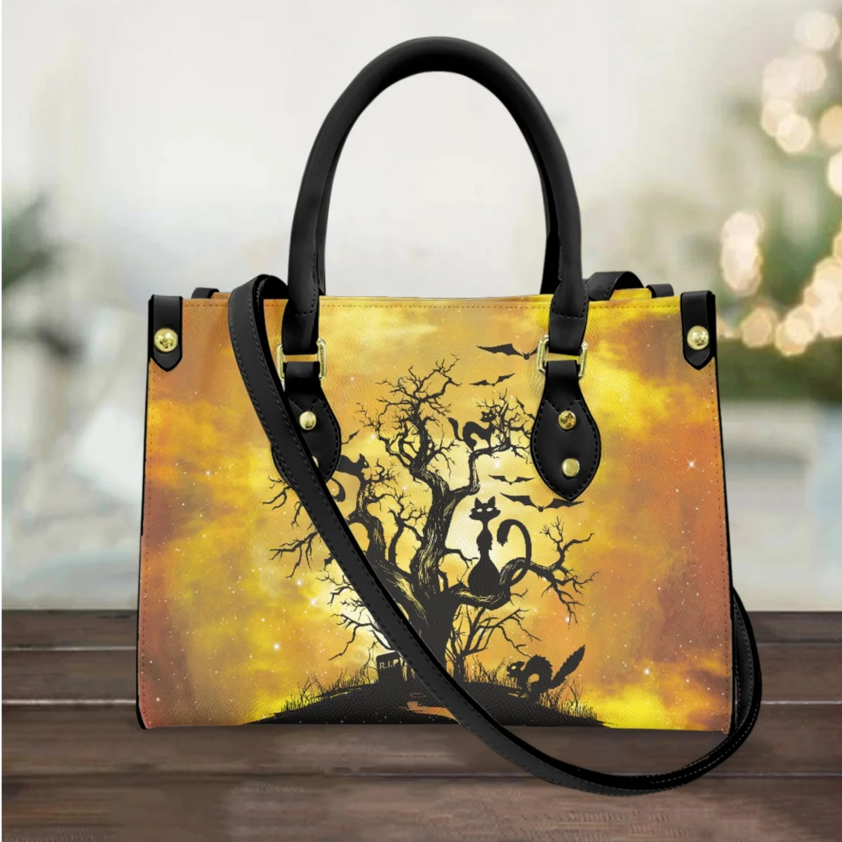 FORUDESIGNS Halloween Branch Design Handbags For Women Fashion Shoulder Shopping Bag Practical Ladies Tote Bags Commuting