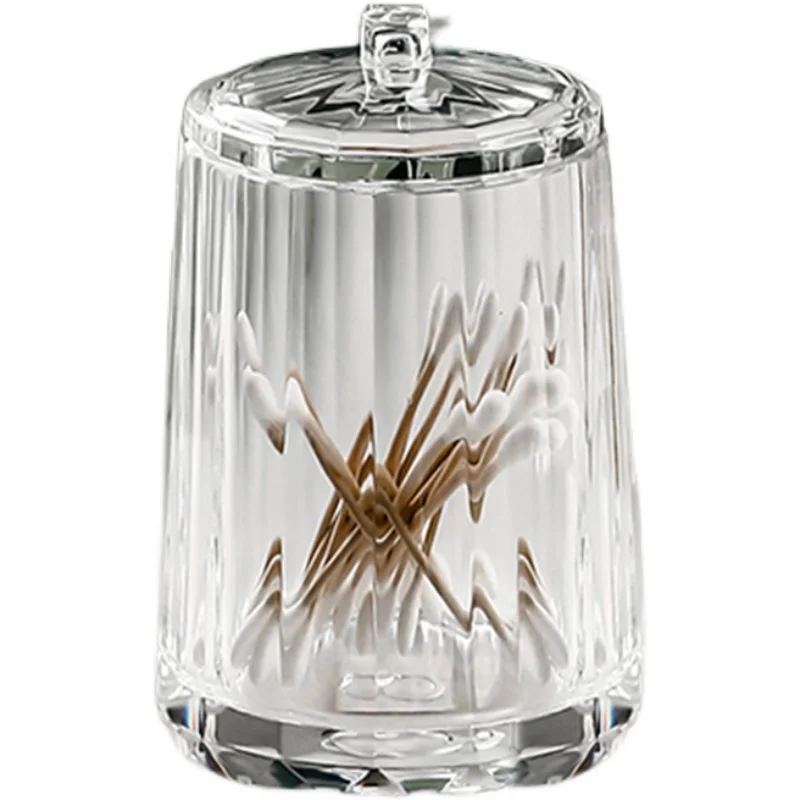 سميكة الاكريليك جولة مربع البلاستيك علبة أعواد الأسنان خرطوشة أعواد قطنية صندوق زجاجة الحديثة الجدول غرفة صندوق تخزين