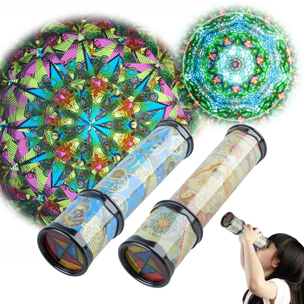 Rotatable Map Kaleidoscope Retractable Rotation Kaleidoscope Glasses Colorful World Toy for Kids Classic Educational