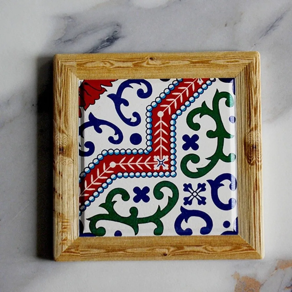 New Heat Resistant Bohemian Cup Coaster Floral Tile Square Insulation Pad Nordic Retro Coffee Coaster Table Decoration Pads