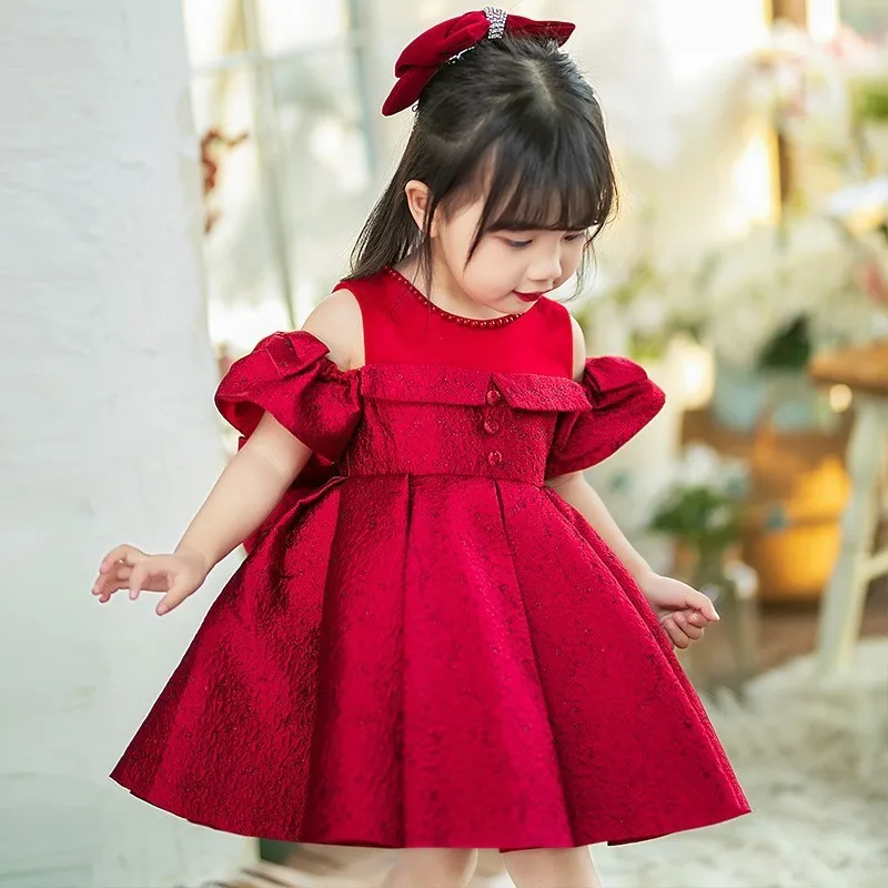 Baby Girl Princess Dress Off Shoulder Infant Toddler Teen Vestido Party Birthday Pageant Christmas New Year Baby Clothes 1-14Y