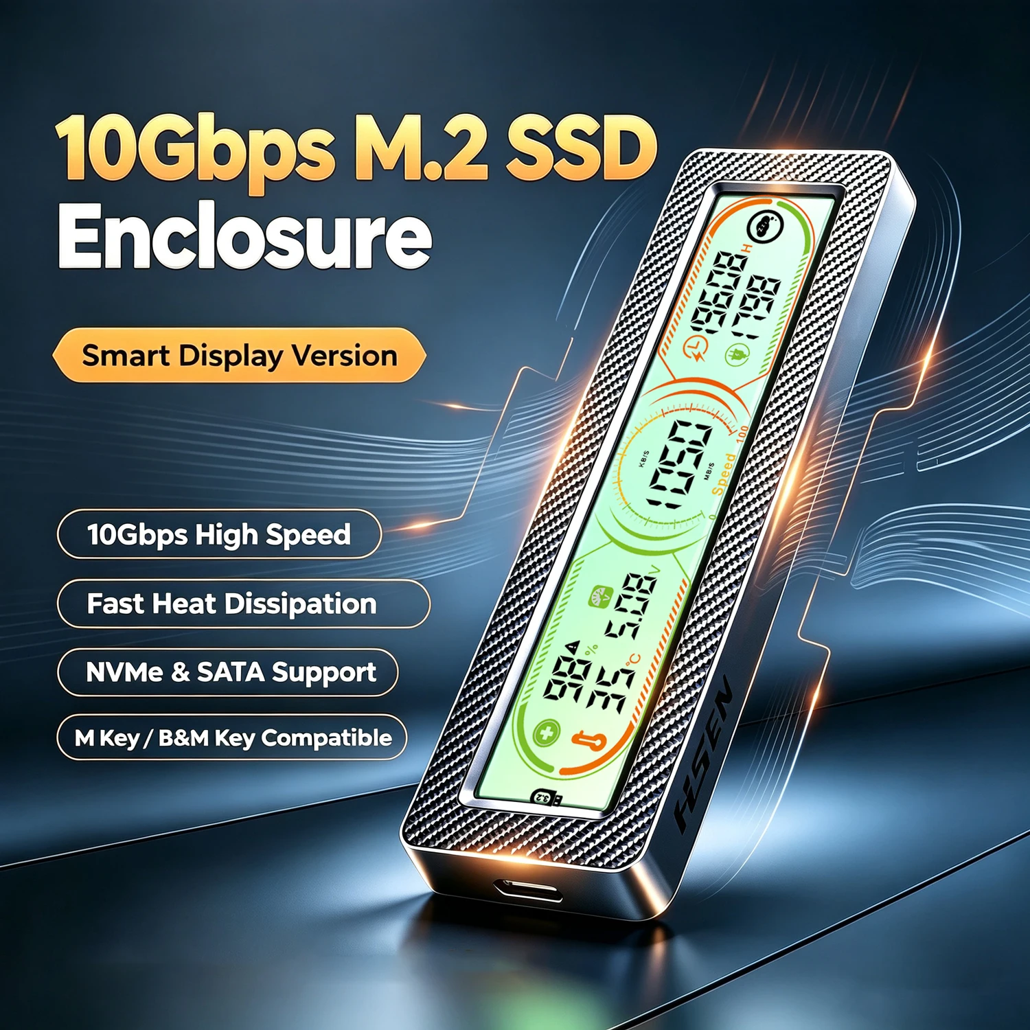 【¥918】HSEN スマートディスプレイ搭載 m.2 SSDケース-アリエク特価アラート
