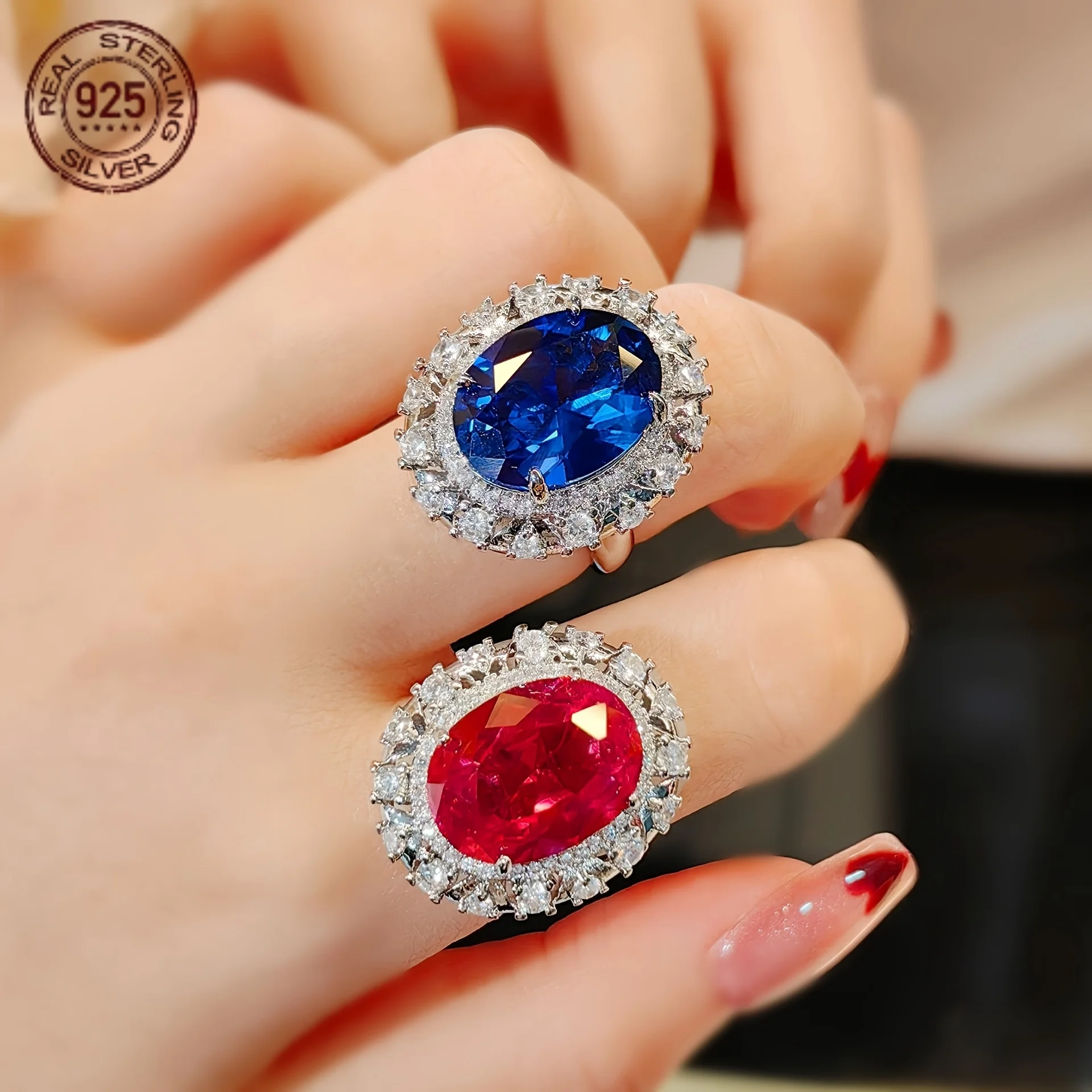 خاتم دائري 3.5 قيراط مكون من الياقوت الأحمر 925 من الفضة الإسترليني للنساء والأحجار الكريمة والمجوهرات اليومية هدية عيد الحب