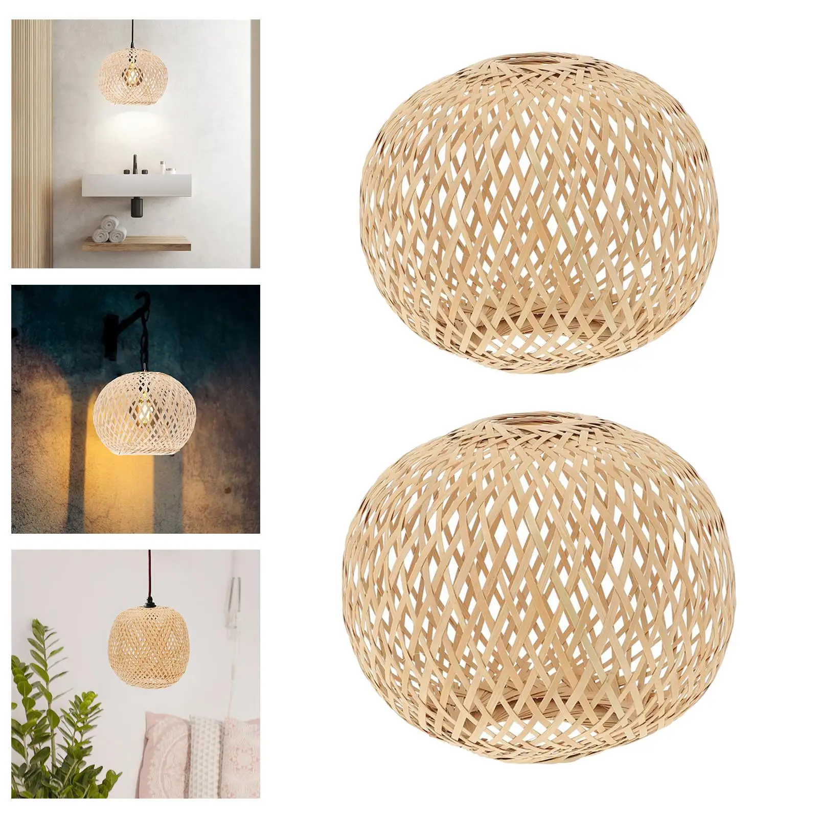 

1 шт. бамбуковый подвесной светильник в сельском стиле, бамбуковый тканый абажур ручной работы