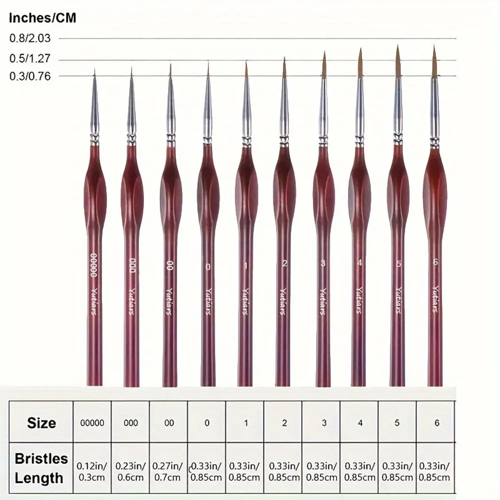 10Pcs Fine Detail Paint Brush Miniature Painting Brushes for Mini Paints Brush Set for Acrylic, Watercolor, Oil, Face, Nail