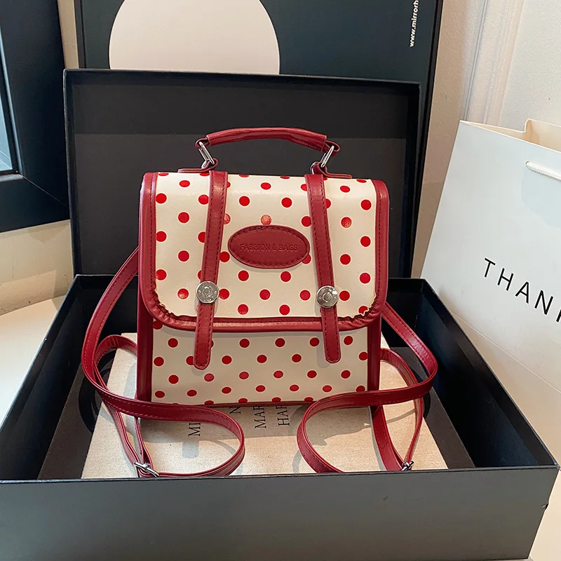 

25 New Backpack, Tote Bag, Polka Dot Backpack, Multi-Purpose Bag Versatile, Contrasting Color Single Shoulder Diagonal Shoulder