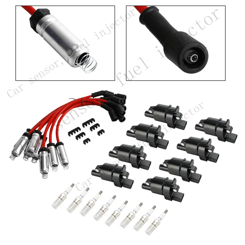 Q+ 8x Ignition Coil+Spark Plug+ Wire UF414 For GMC Silverado 1500 Tahoe 5.3L ZA
