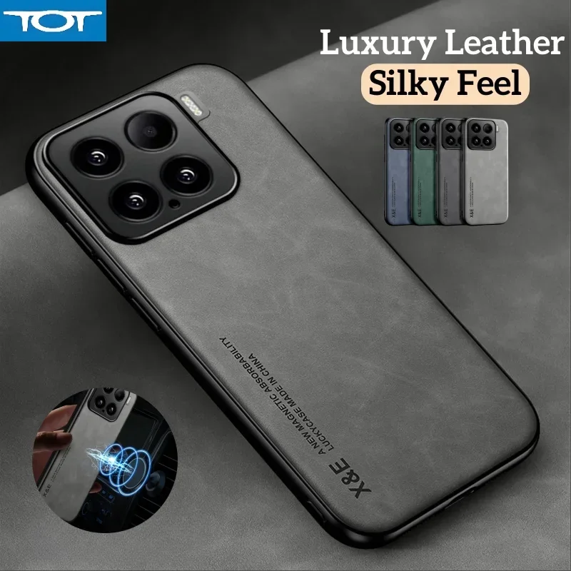 Custodia in pelle magnetica per auto leggera per Xiaomi 15 Pro Custodia antiurto in silicone morbido per Xiaomi Mi15 Mi 15 Xiaomi15 Pro 5G