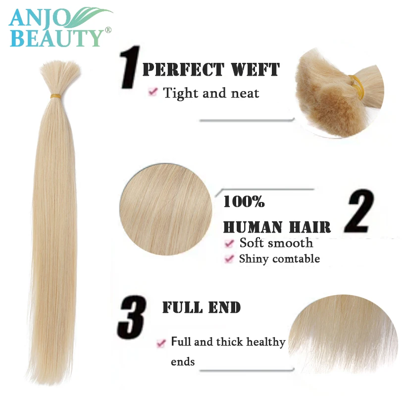 Bulk Human Hair Vietnamese No Weft Virgin Remy Straight Hair Blonde Brown Natural Hair Bulk for Braiding Real Hair Wholesale