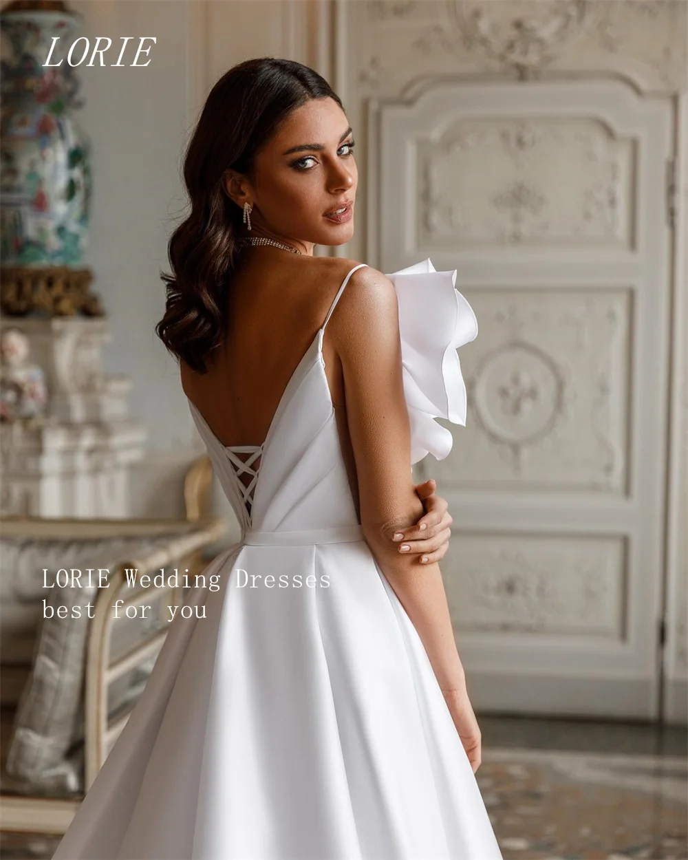 LORIE-vestido de novia de lujo con cordones, línea A, cuello en V, vestidos de novia de limo lateral, personalizado, 2026