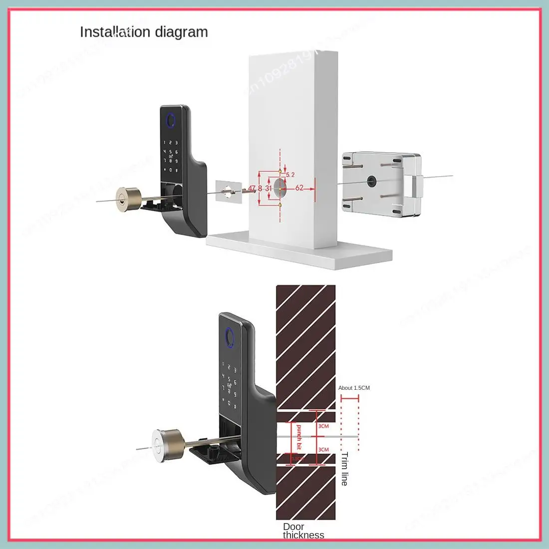 

N94R Waterproof Tuya Wifi Smart Door Lock Digital Password Double Fingerprint Electronic Rim Lock For Outdoor Iron Gate Door