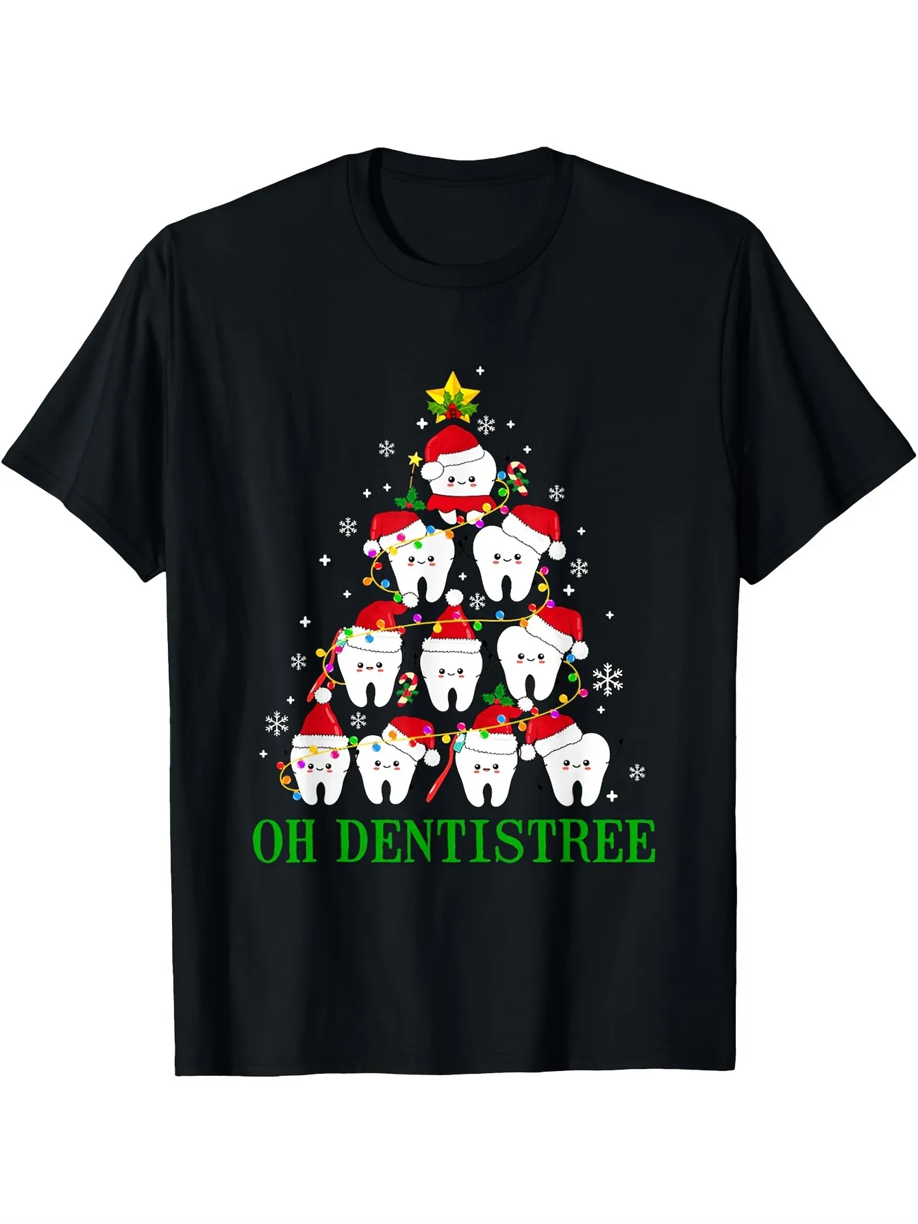 

Men's Funny Dentist Xmas Tee - Santa Teeth Graphic, Soft Stretchy Cotton, Short-Sleeve Crew, Dental Office Holiday Gift