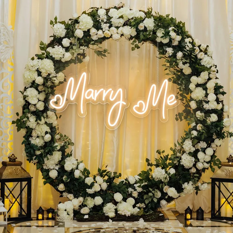 

Marry Me Neon Sign Dimmable Light Up Letters Large Two-piece Design LED Light Wall Decor Bedroom Proposal Wedding Engagement