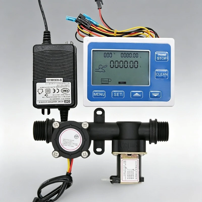 Digital Display Water Flow Sensor Integrated Valve Flowmeter Liquid Metering Controller Set G1/2