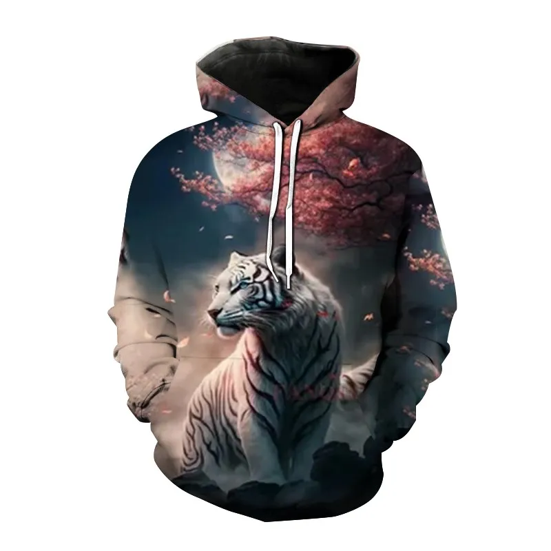 New Year Tiger Hoodies Men's Y2k Sport 3D Printing Tops Loose Sweatshirt Long Sleeve Pullover Sweaters Clothes For Men Clothing