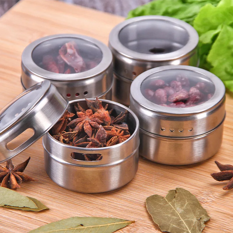 

PYH new stainless steel magnetic wall-mounted seasoning tank kitchen spice seasoning box barbecue sprinkler tank