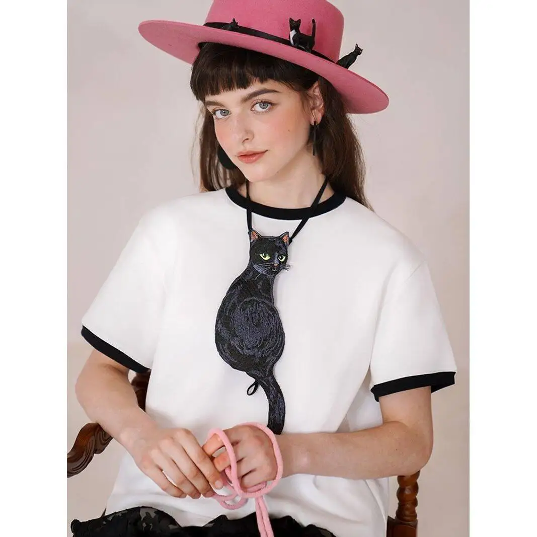 Original Design Tie Black Cat Series French Retro Niche Design Sense Bow Tie Women Have Personality