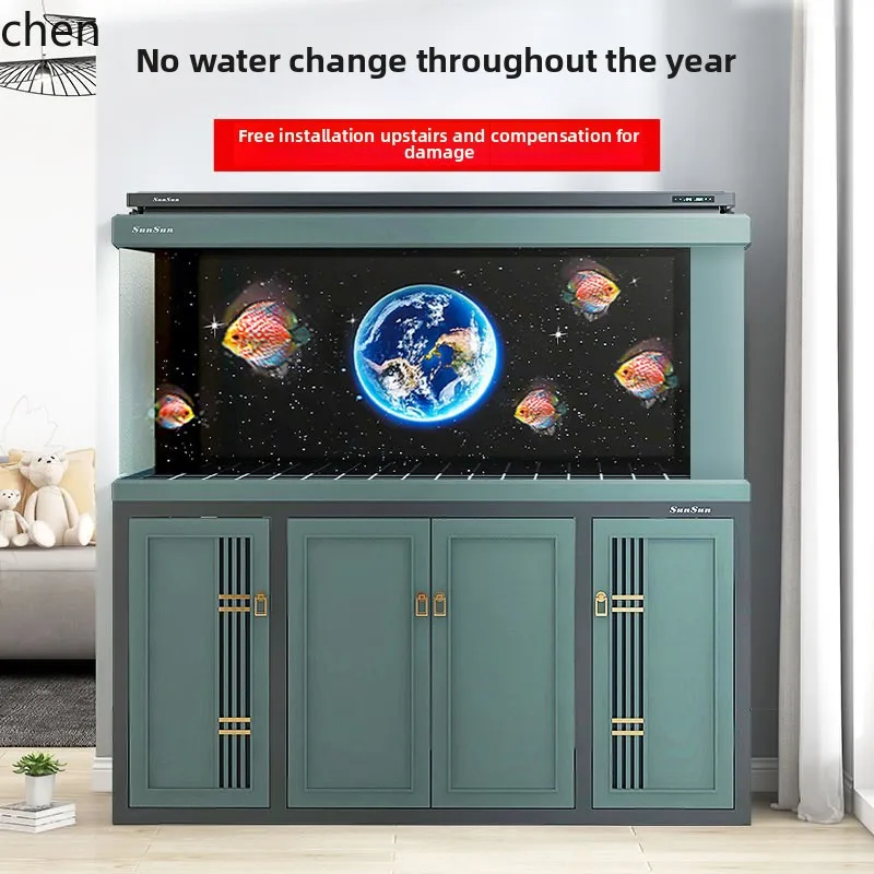 CZ fish tank large ecological fish tank living room floor aquarium free of water change