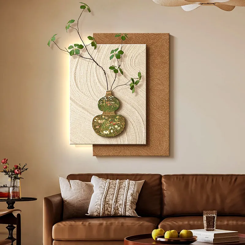 Mid-century modern three-dimensional gourd living room decor wall art TV sofa background wall hanging painting dining room wall