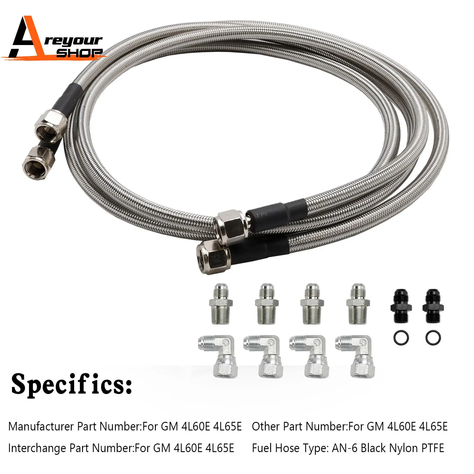 Areyourshop Automatic Transmission Cooler Lines Kit 6-AN Hose Line Kit For GM 4L60E 4L65E Car Accessories Parts