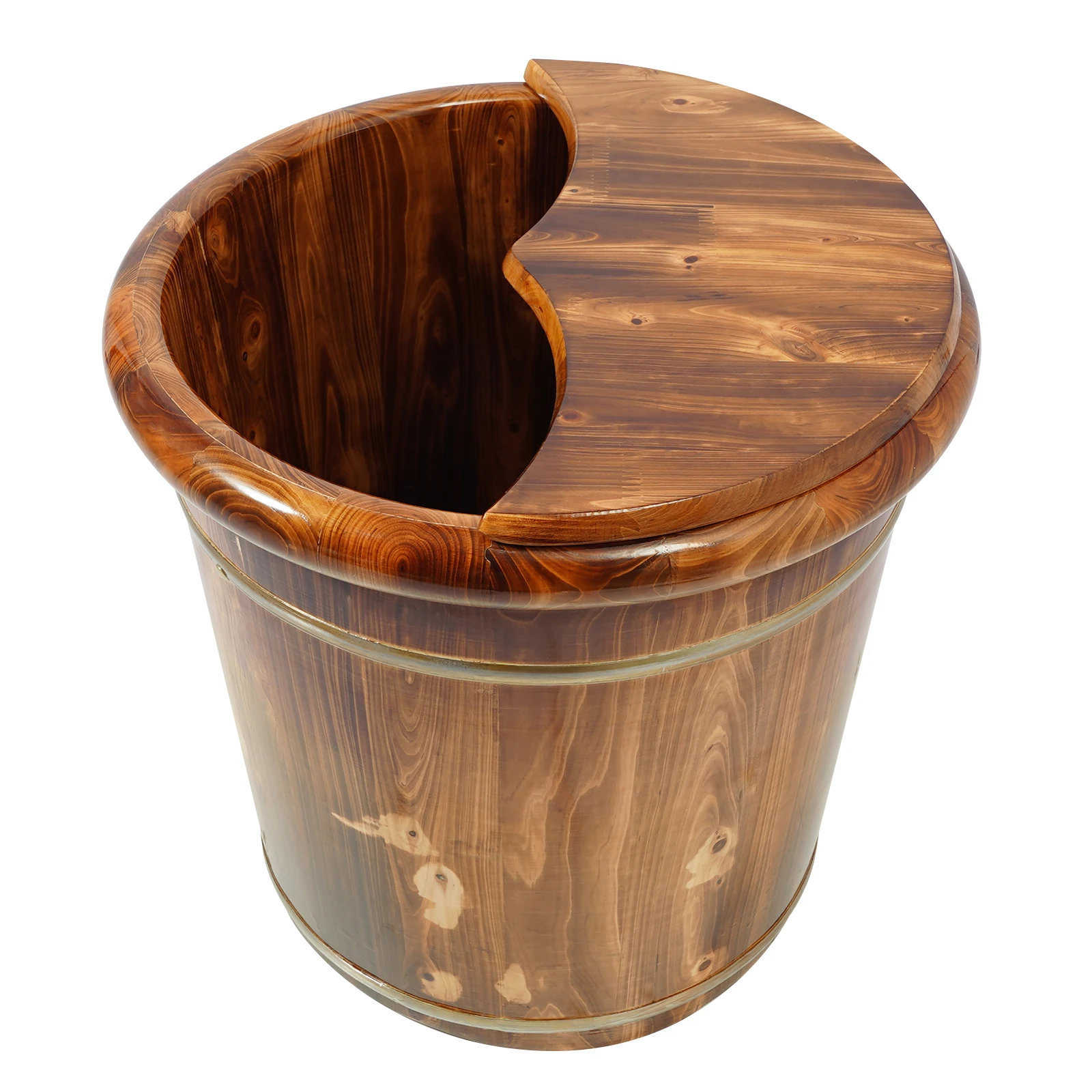 Solid Wood Foot Soaking Bucket with Massage Beads, 15.75 Inch Deep Soak, Excellent Heat Retention, Natural Wooden Foot Spa Tub