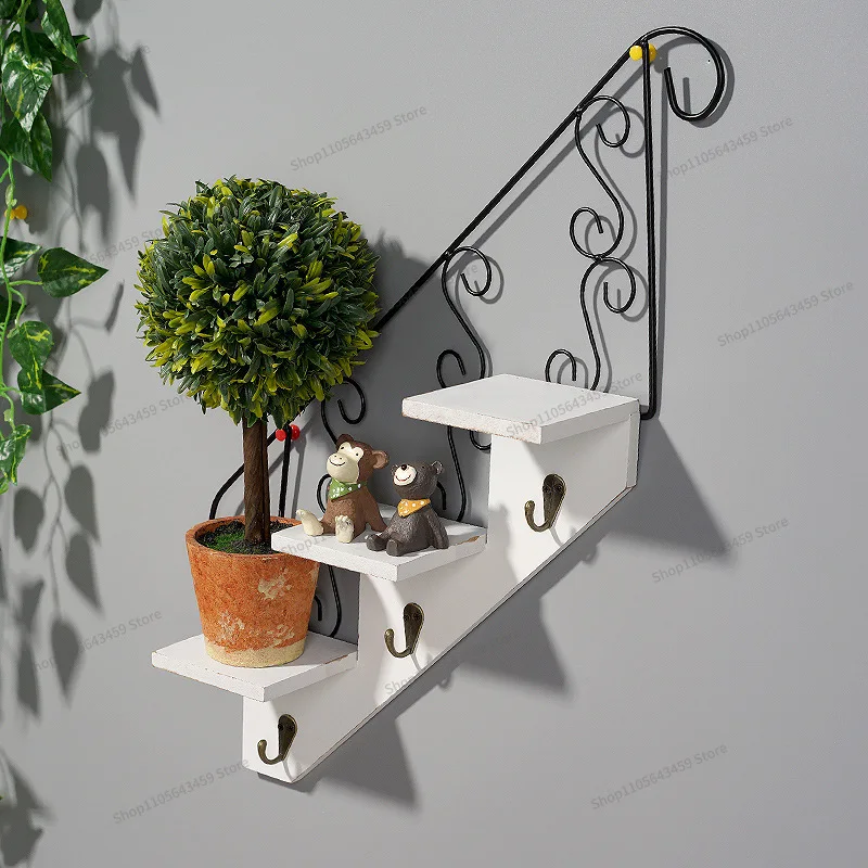 For stairs wall hanging American flower stand wrought iron rack wall hanging wall potted plant doll shelf hook decoration