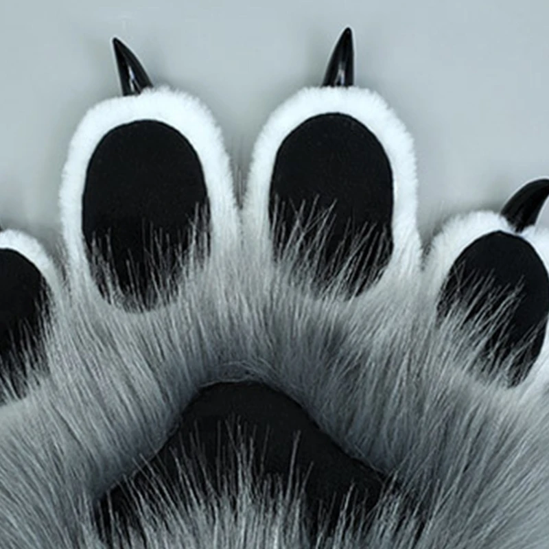 40GC 1 Pair Animal Paw Gloves Simulation Animal Claw Gloves Furry Gloves Cosplay Nails Claws Gloves for Cosplay Party Props