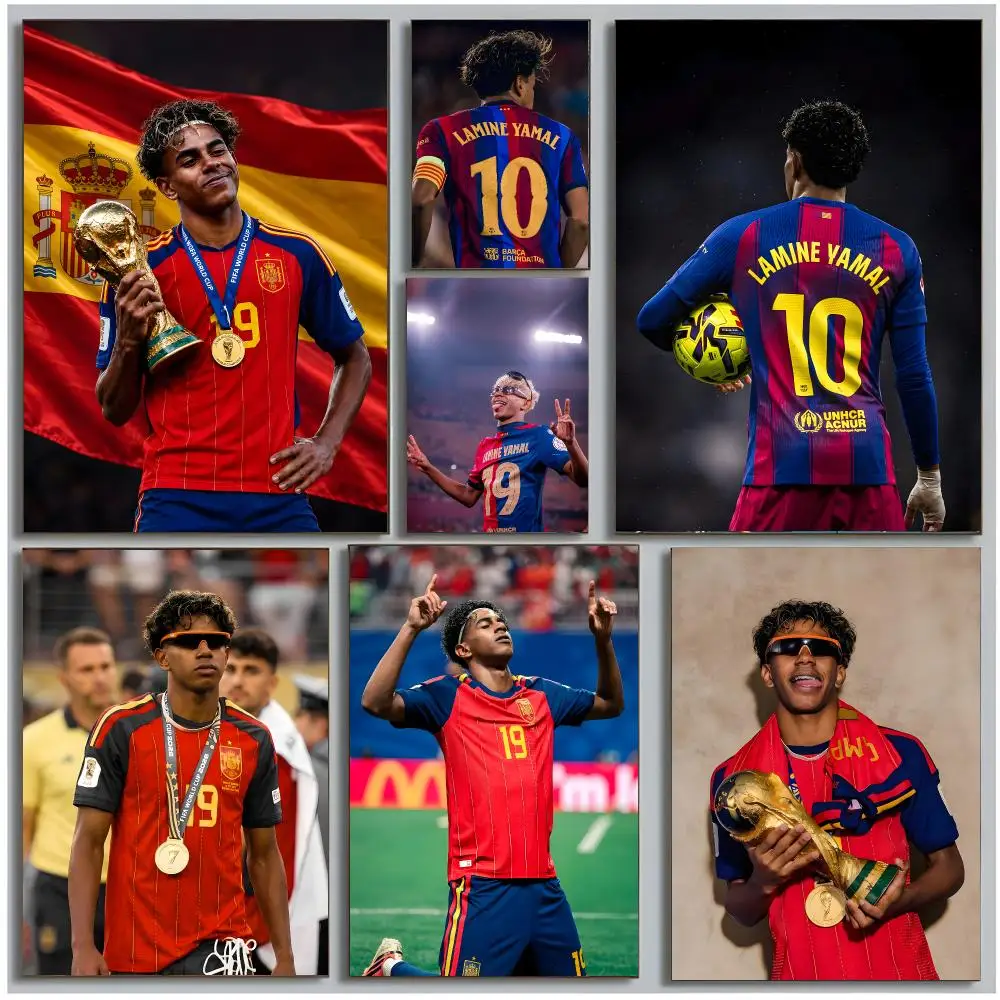 Sports Football Athlete L-Lamine Yamal Poster Modern Wall Art Bedroom Living Room Print Unframed