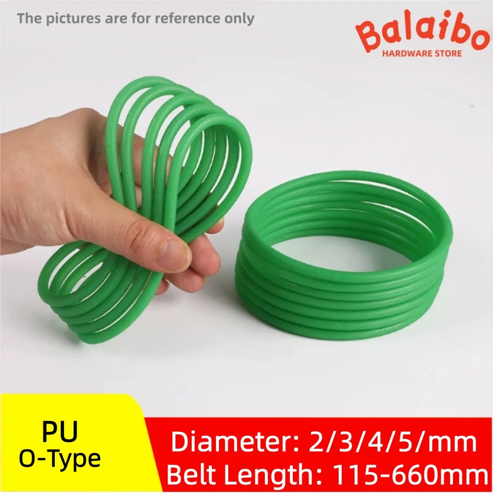 

O-type green PU polyurethane circular belt, seamless splicing belt, drive belt Dia 2/3/4/5/mm Belt Length 115-660mm