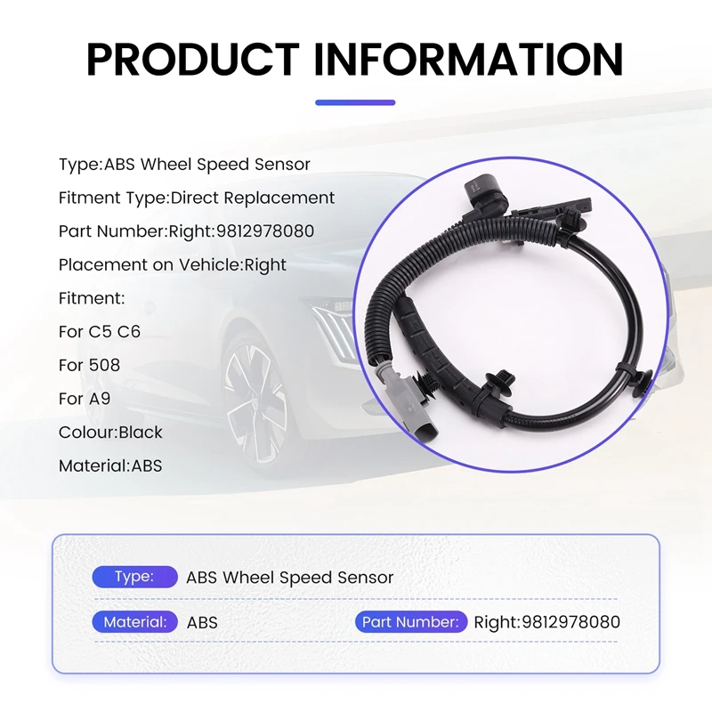 ABS Wheel Speed Sensor For Citroen C5 C6 Peugeot 508 Aeolus A9