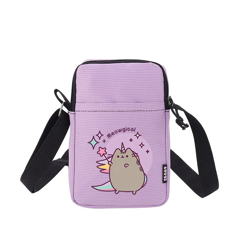 Pusheen damska torba na ramię Cartoon prosta śliczna mała modne torby na telefon dzieci Outdoor przenośna nowa torebka etui prezent urodzinowy