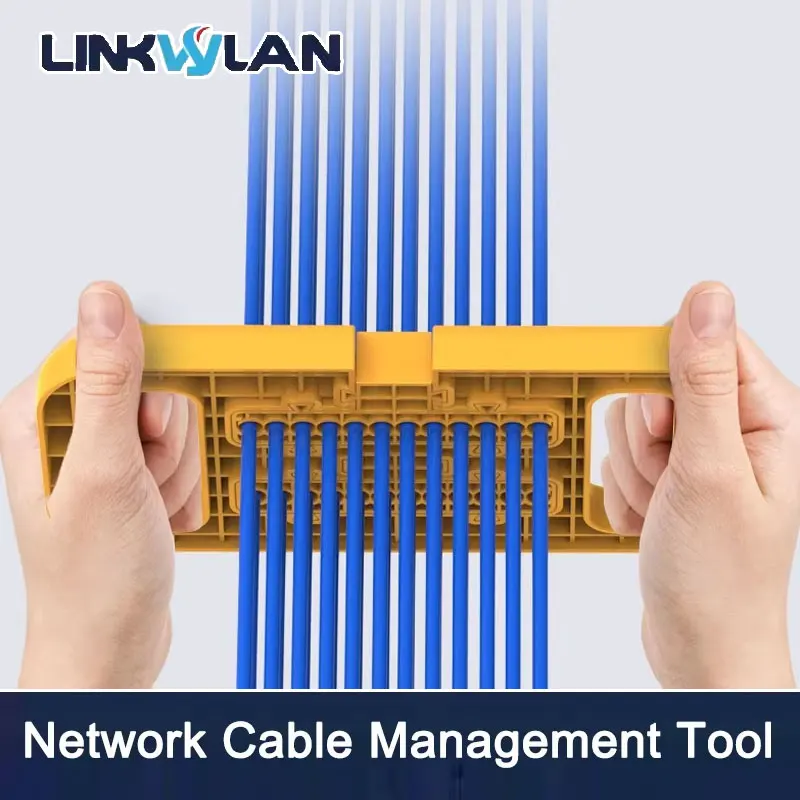 Linkwylan 24 Holes Fireproof ABS Cable Management Tool Network Wire Organizer for Cat5 Cat6 LAN Cable Installation
