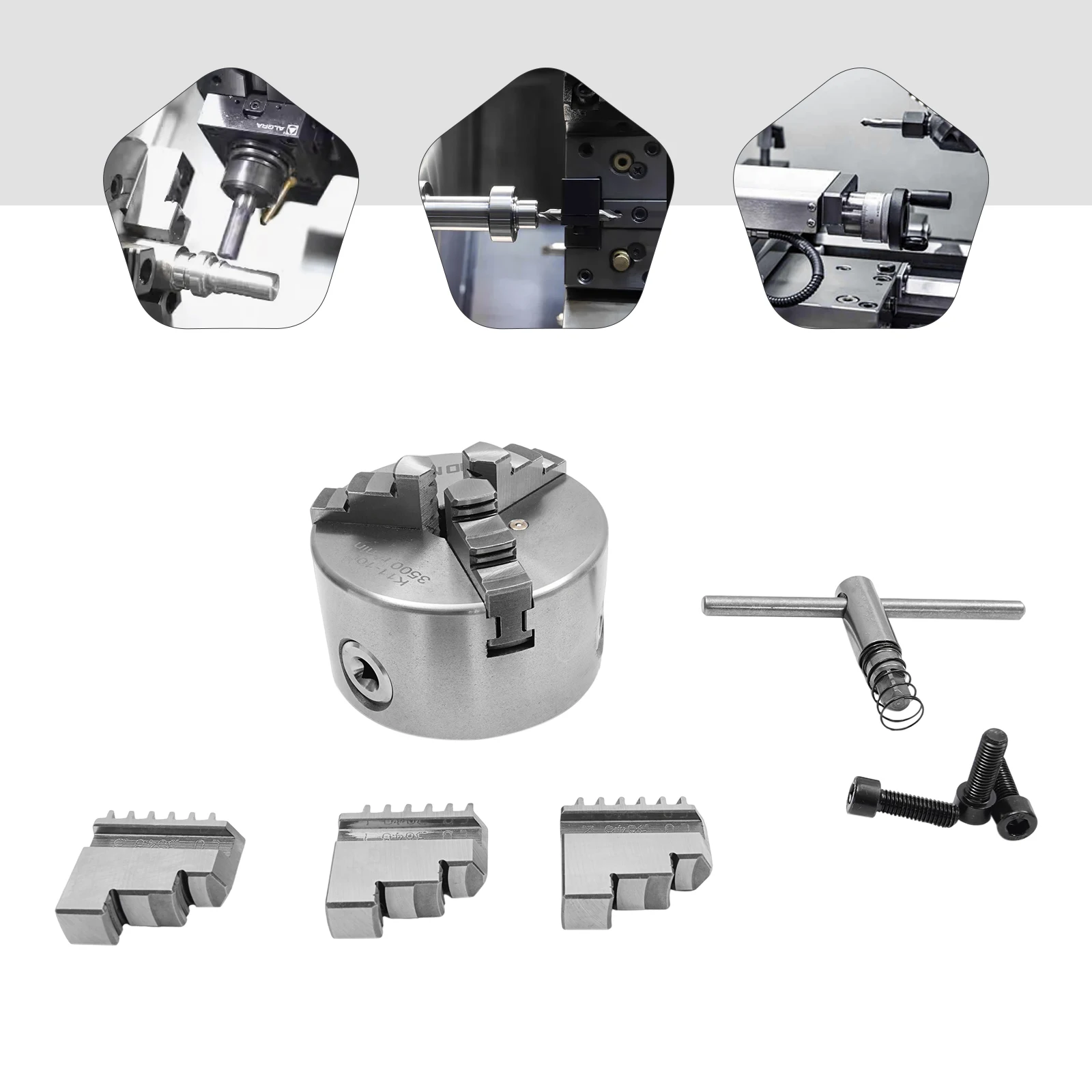 3-Jaw Self-Centering Lathe Chuck, High Precision Lathe Chuck Set With Self-Centering Function,For Machine Tools And Accessories