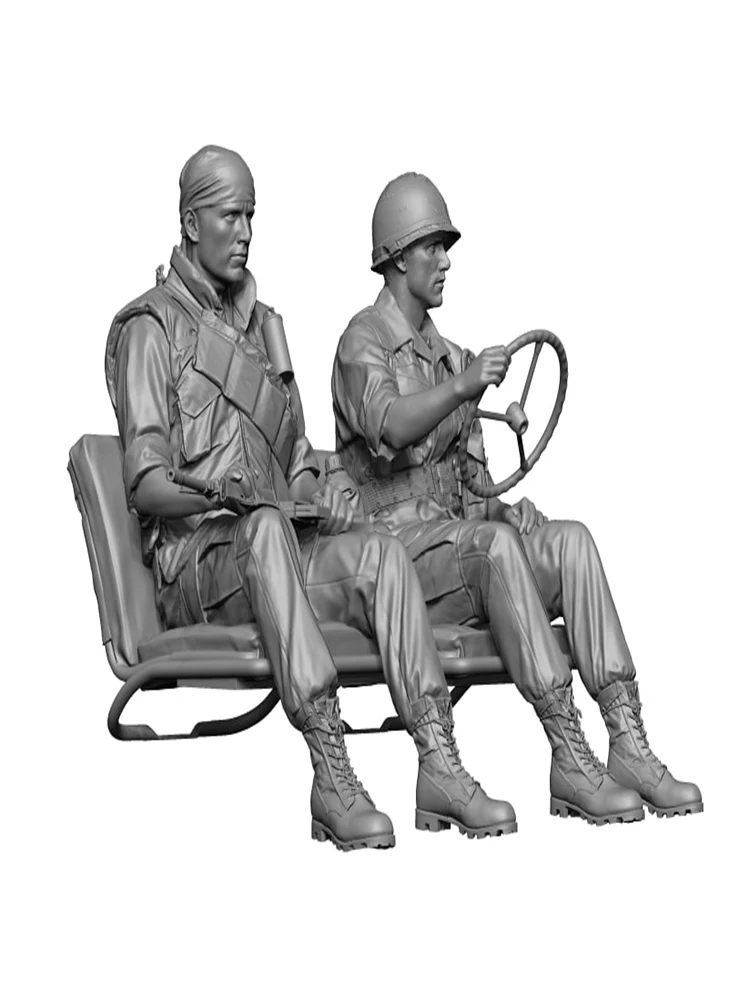 Kit de modèle de chaise de figurine d'officier de fantaisie moderne, soldat non assemblé, équipage de 2 hommes, résine, non peinte, 1/48