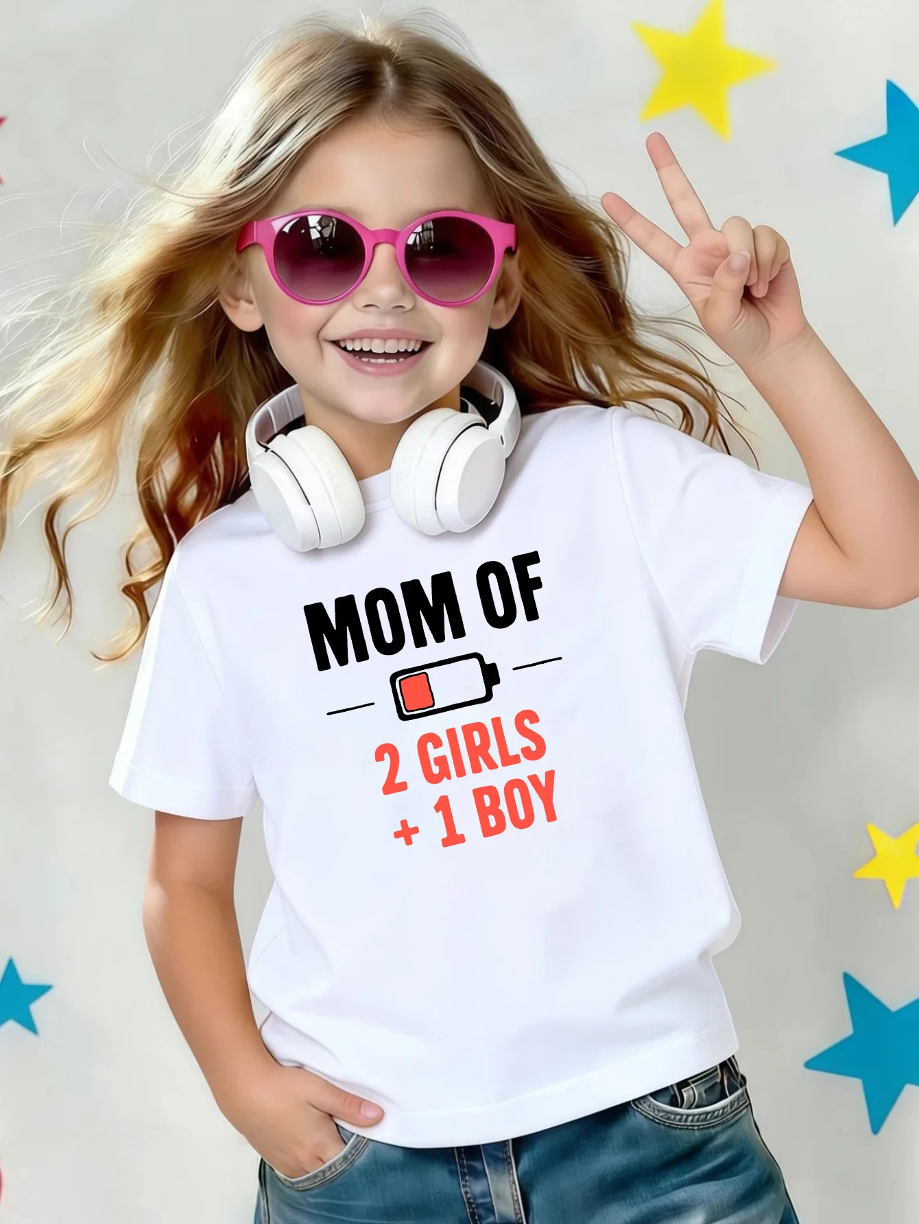 Funny Low Battery Family Letter Print Kids Tee Boys Girls Family Match Cotton Crew Neck Short Sleeve Soft Summer Casual Kid Wear